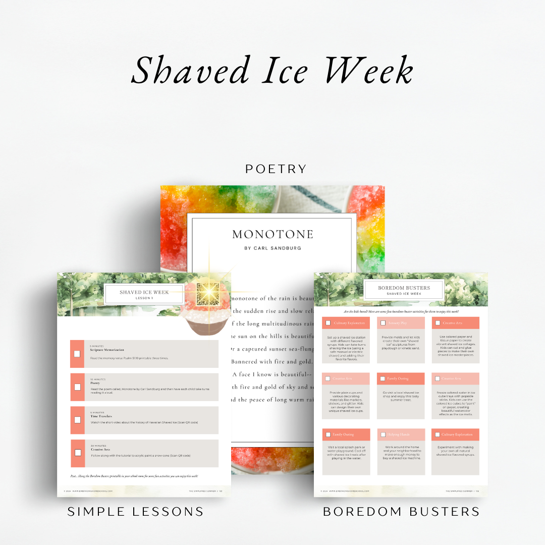 The Simplified Summer: Tasty Treats + Summer Socials. An eclectic summer style unit for homeschoolers.