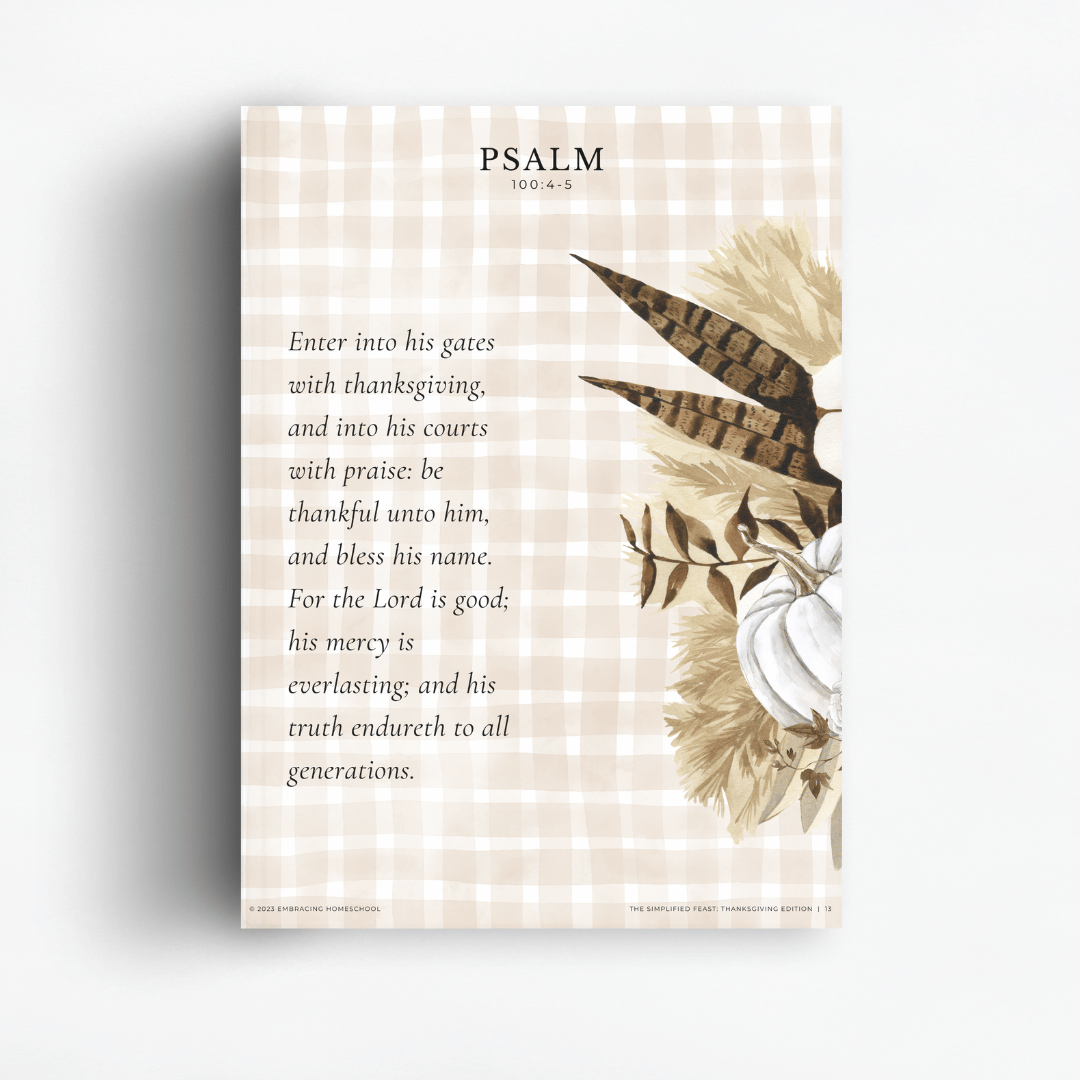 The Simplified Feast Thanksgiving Edition includes daily scripture memorization passages to help your children learn more about God's Word