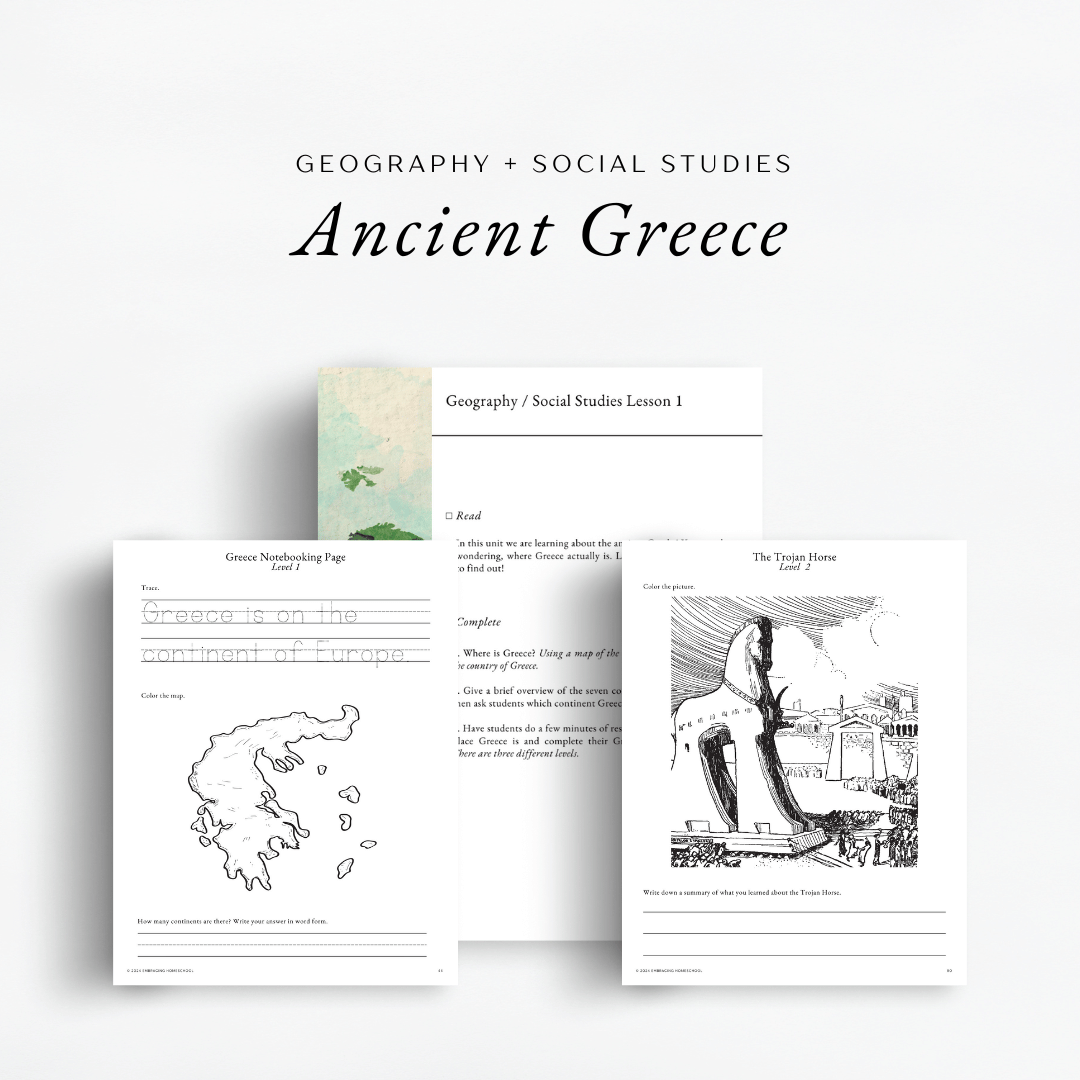 The Simplified Feast Volume 3 social studies and geography will be studying life in Ancient Greece.