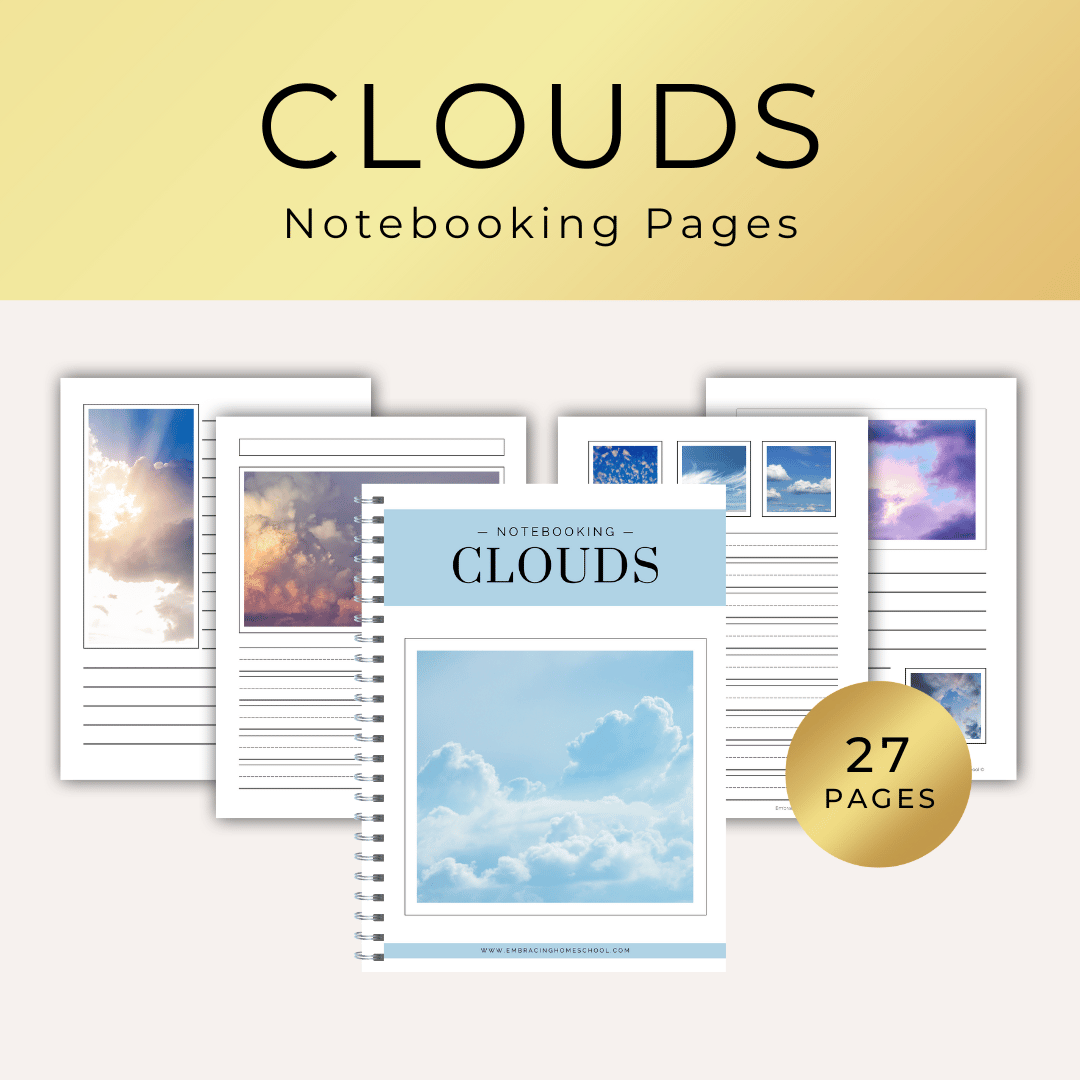 Clouds notebooking pages printables from Embracing Homeschool shop