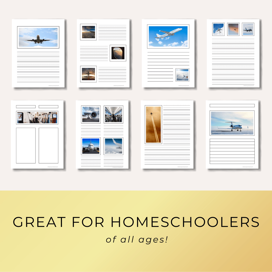 Airplane Notebooking pages printables from Embracing Homeschool Shop