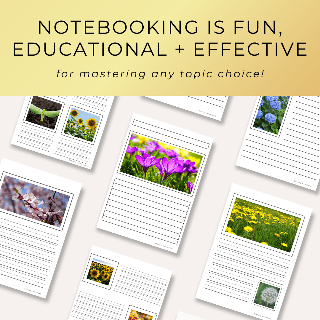 Flowers notebooking pages printables for homeschoolers from Embracing Homeschool Shop