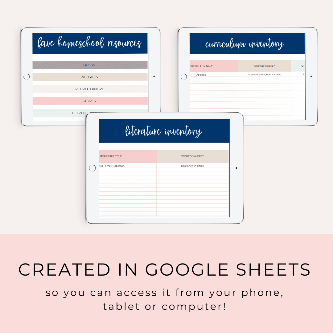 Homeschool Inventory Digital Tracker for Homeschoolers by Embracing Homeschool Shop