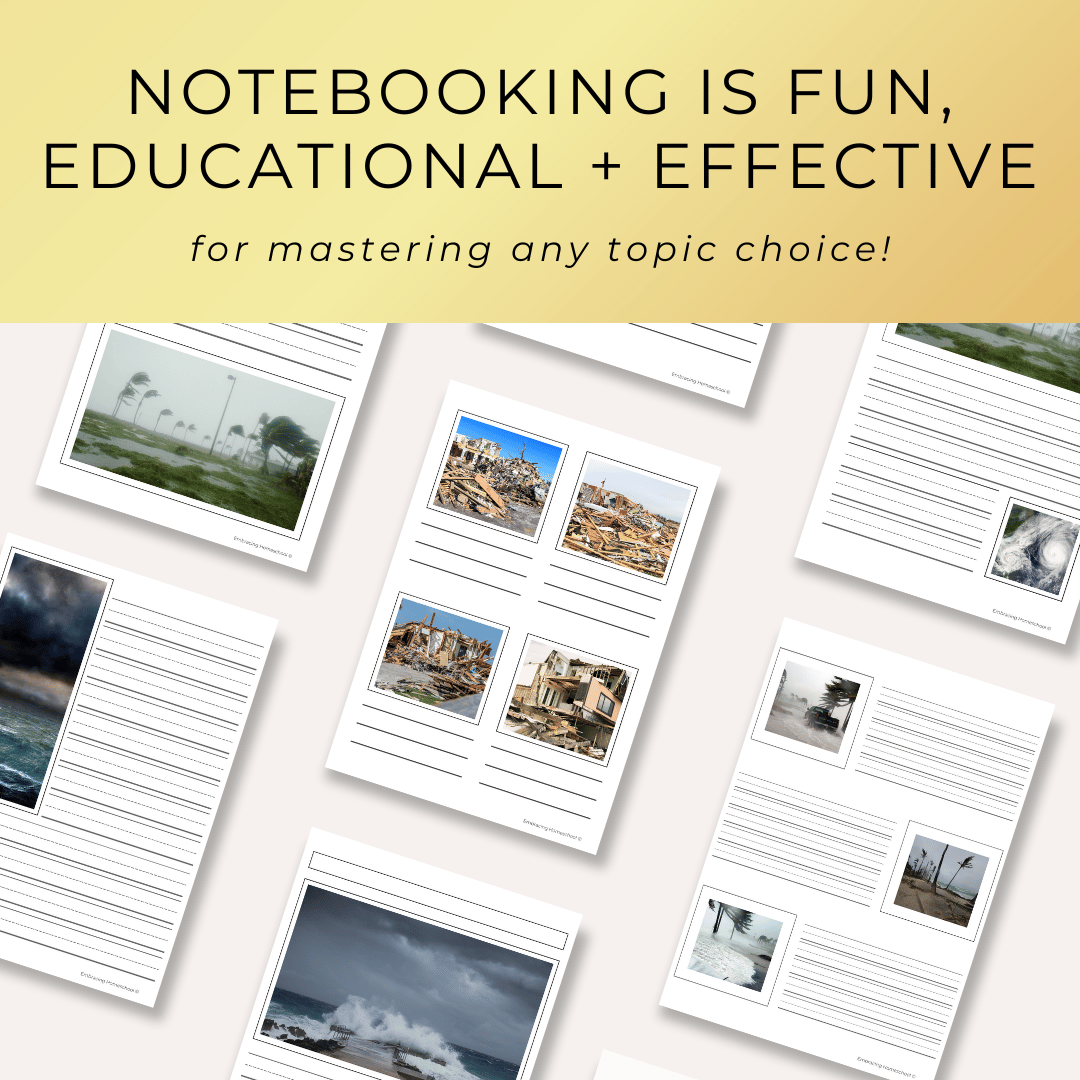 Hurricane Notebooking pages printables from Embracing Homeschool Shop