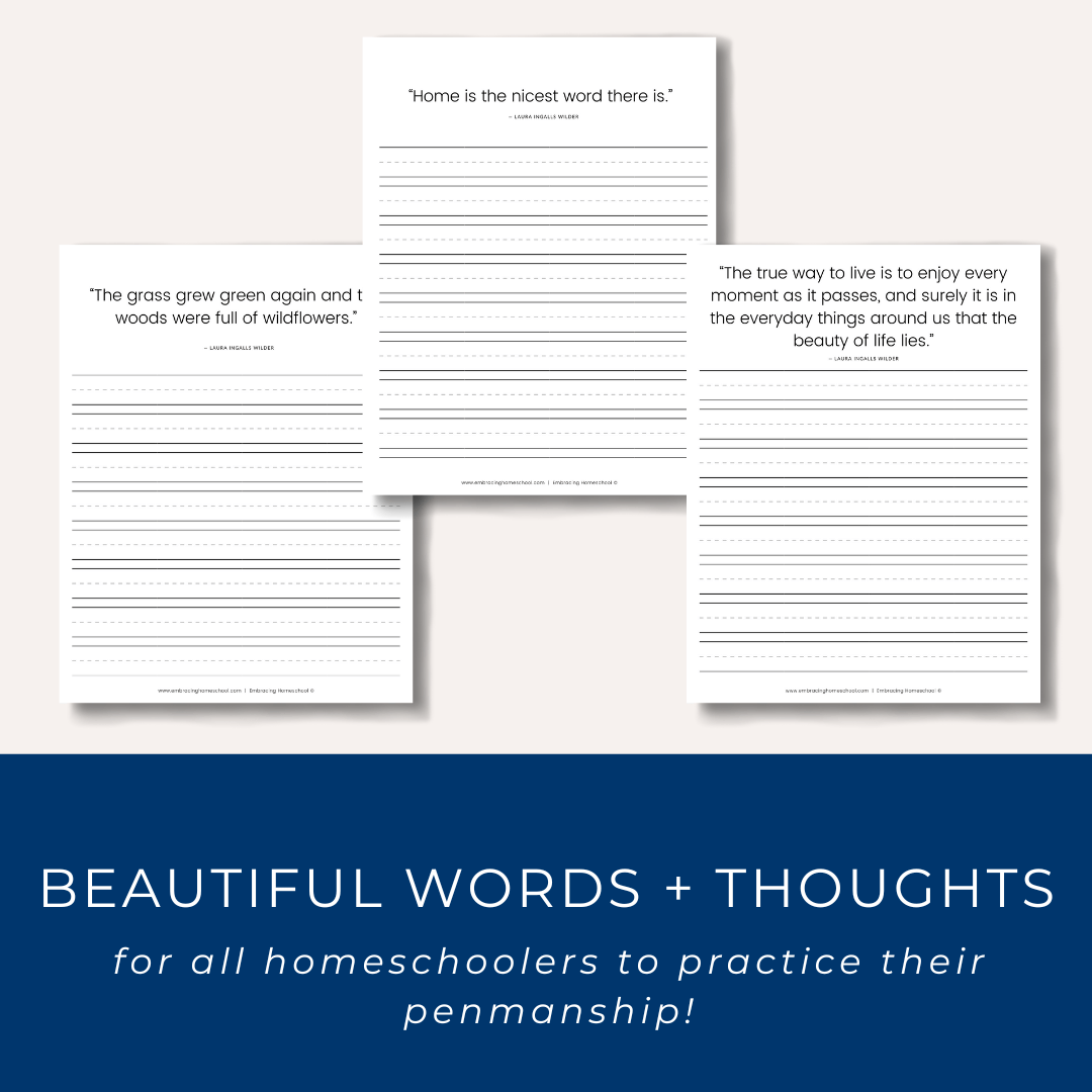 Laura Ingalls Wilder Copywork Printables