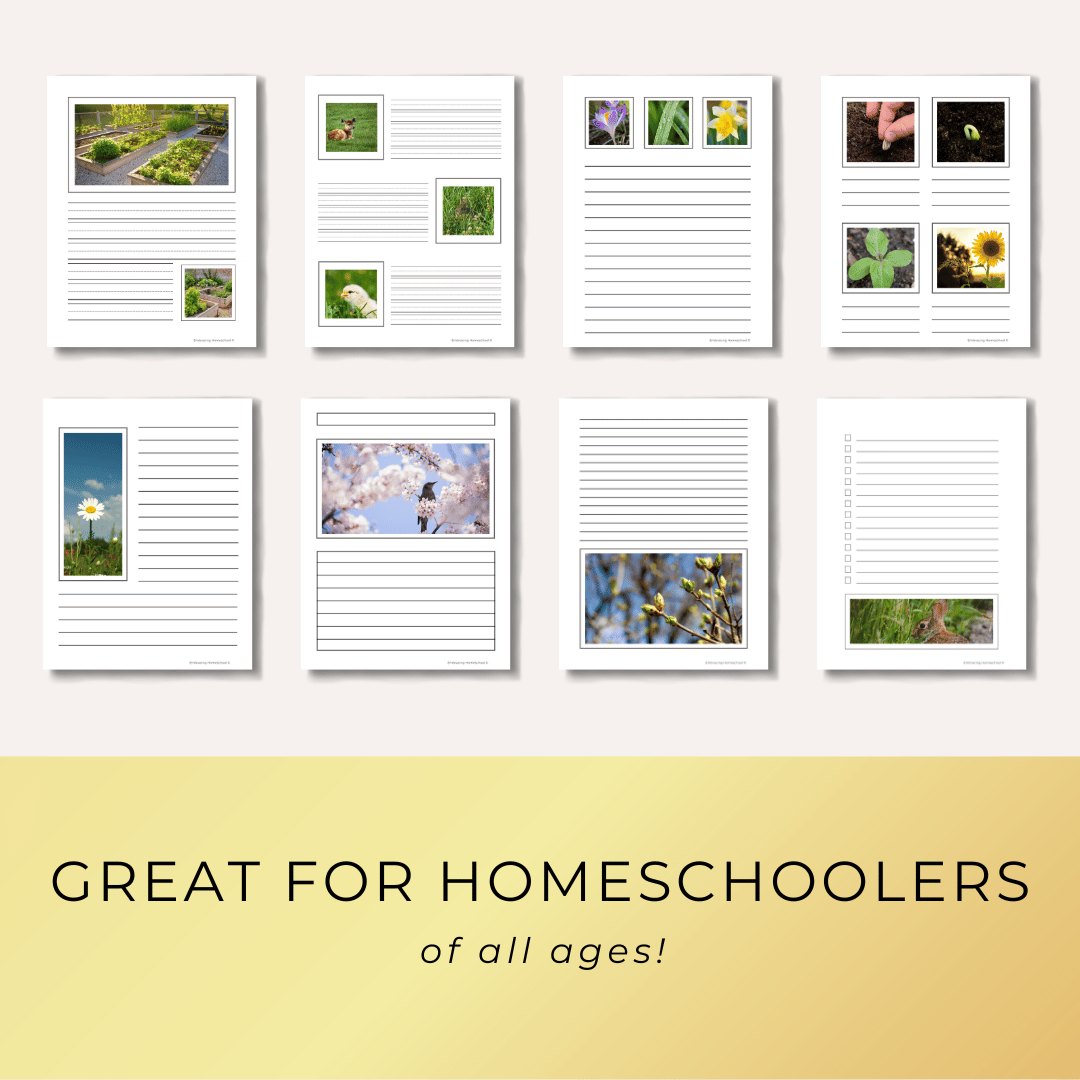 Spring Notebooking pages printables for homeschoolers from Embracing Homeschool Shop