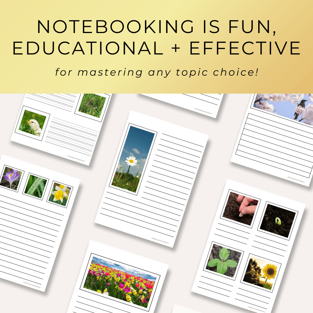 Spring Notebooking pages printables for homeschoolers from Embracing Homeschool Shop