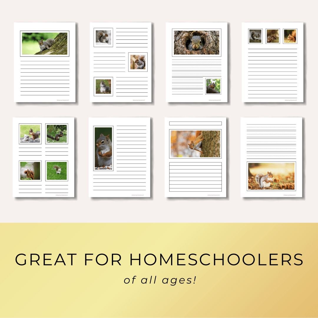 Squirrels notebooking pages printables for homeschoolers from Embracing Homeschool Shop