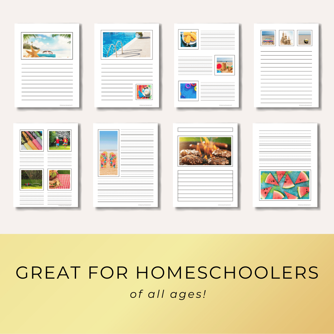 Summer Notebooking pages printables for homeschoolers from Embracing Homeschool Shop