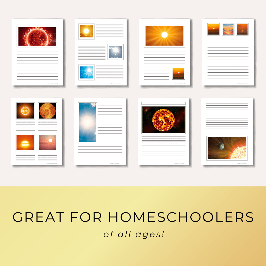 Sun Notebooking Pages printables by Embracing Homeschool Together