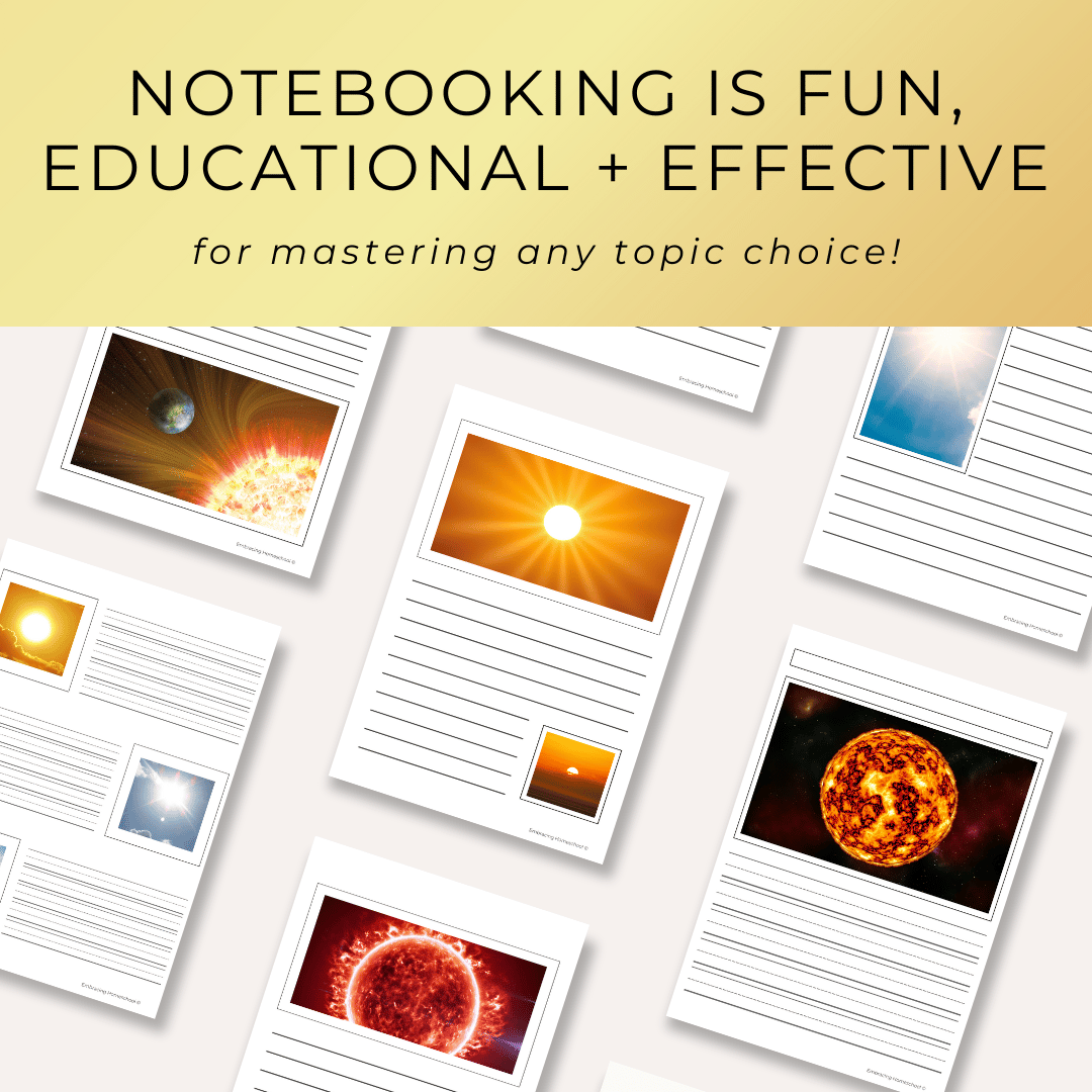 Sun Notebooking Pages printables by Embracing Homeschool Together