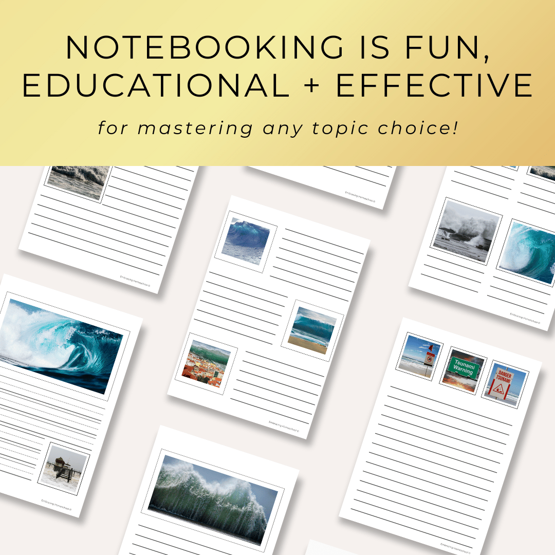 Tsunami Notebooking Pages printables from Embracing Homeschool Shop
