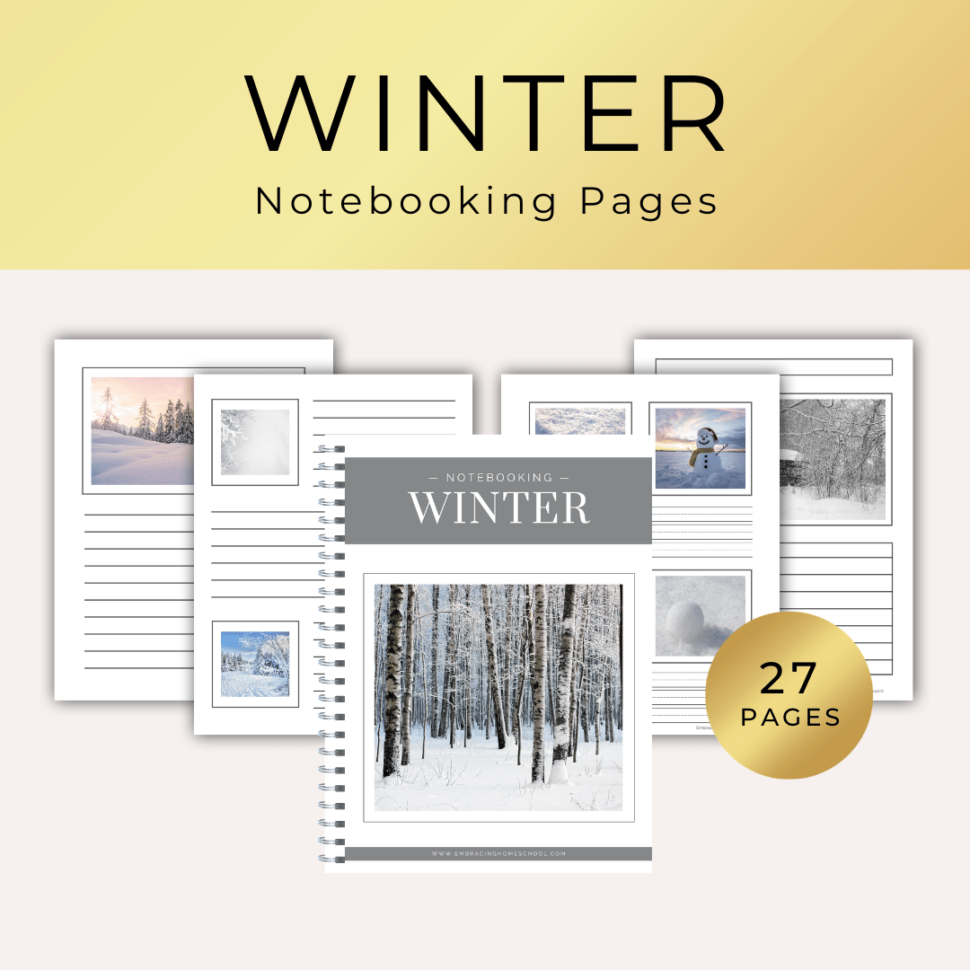 Winter season notebooking pages for homeschoolers from Embracing Homeschool Shop