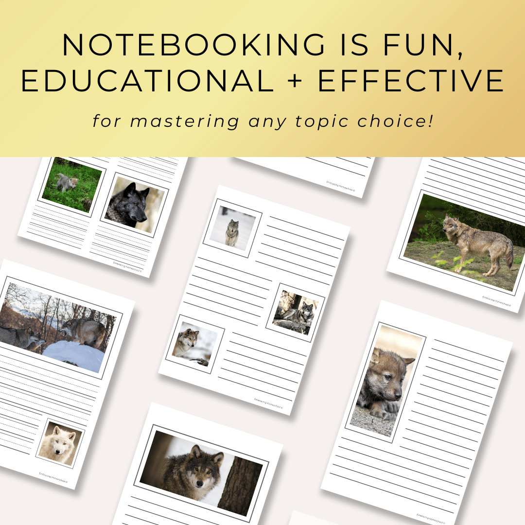 Wolves Notebooking Pages printables for homeschoolers by Embracing Homeschool Shop