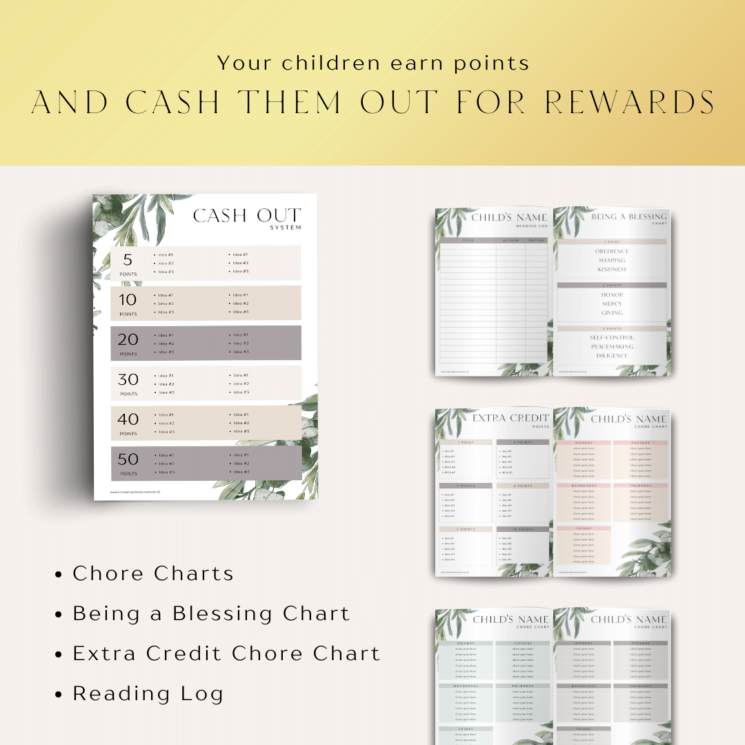 Simple Family Rewards system is an easy way to award points for chores, being a blessing and reading books. Teach your children to be consistent with their chores and become hard workers.