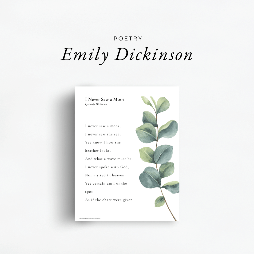 The Simplified Feast Volume 1. An eclectic, Charlotte Mason inspired, family-style curriculum. Poetry study uses poems from Emily Dickinson.
