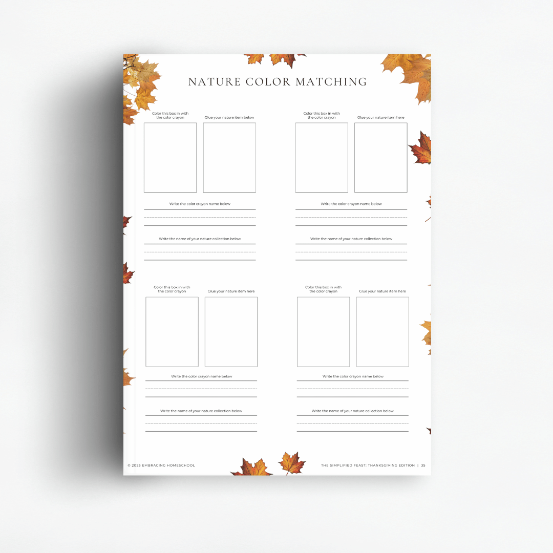 The Simplified Feast Thanksgiving Edition includes various fun nature study assignments for all ages