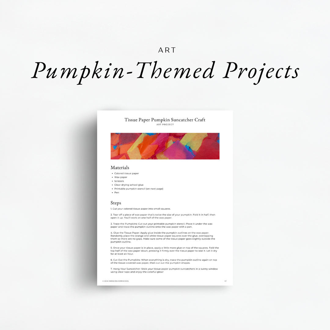 Pumpkin themed art projects inside The Simplified Feast: Gratitude (A Thanksgiving Unit Study)