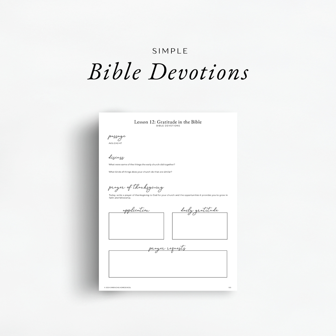 Simple Bible Devotions inside The Simplified Feast: Gratitude (A Thanksgiving Unit Study)