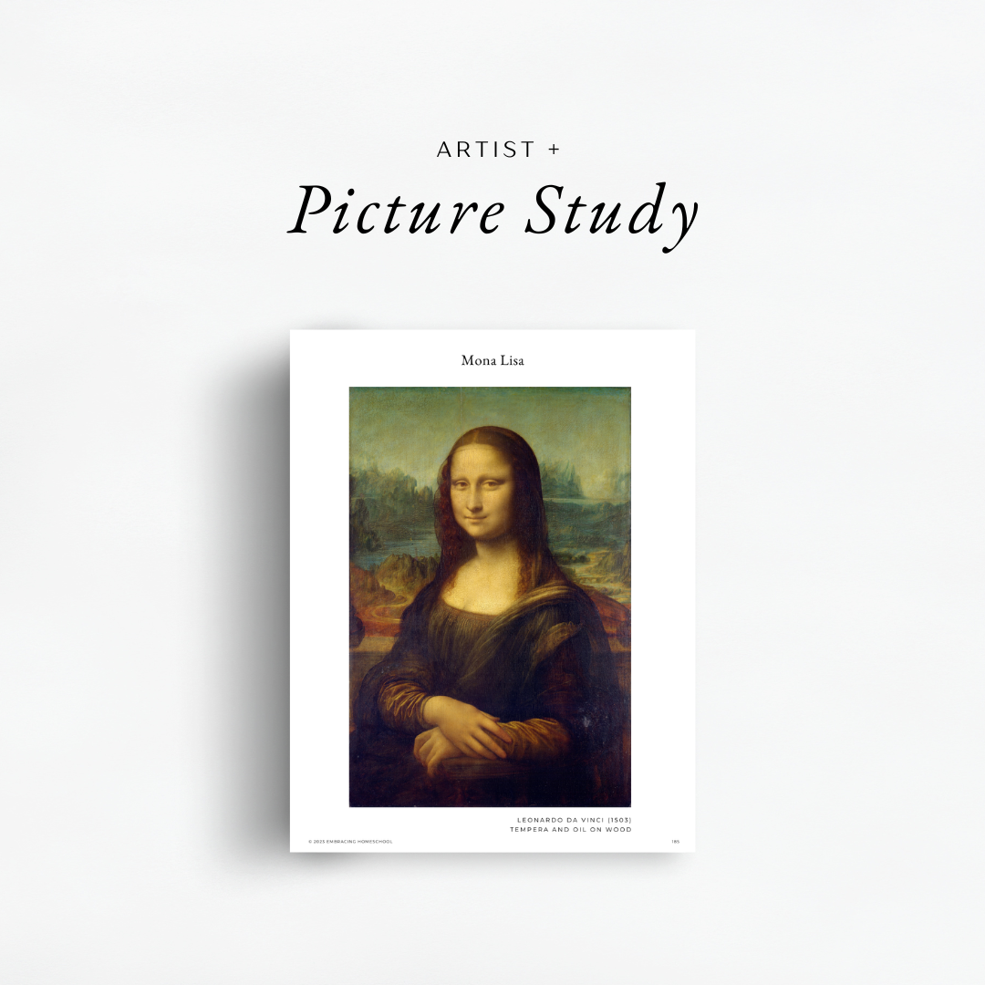 The Simplified Feast Volume 1. An eclectic, Charlotte Mason inspired, family-style curriculum. Picture study artist is Leonardo da Vinci.