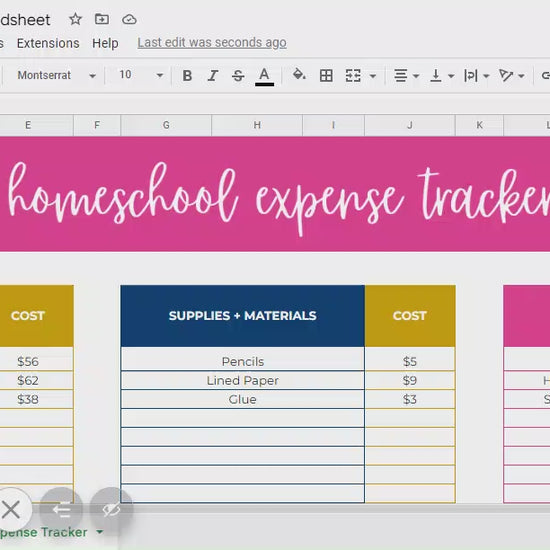 Keep track of your homeschool expenses, digitally! With this digital homeschool expense tracker, you will be able to keep track of everything in one place and manage your purchases + spending on homeschool materials.