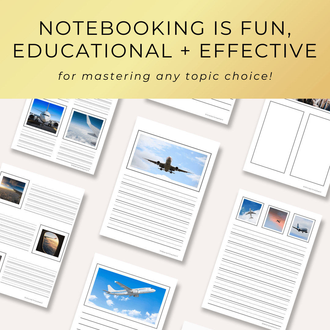 Airplane Notebooking pages printables from Embracing Homeschool Shop