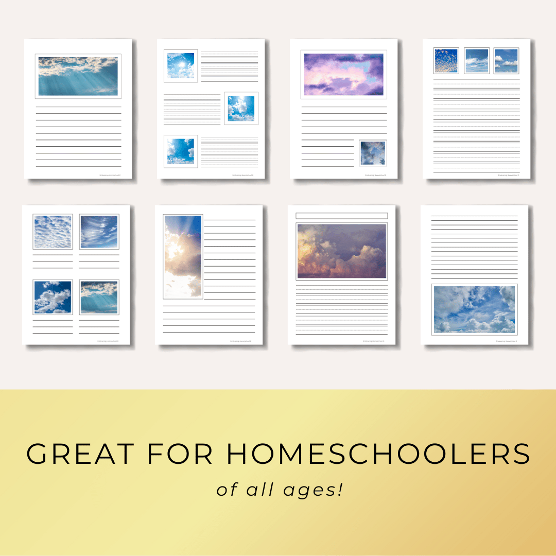 Clouds notebooking pages printables from Embracing Homeschool shop