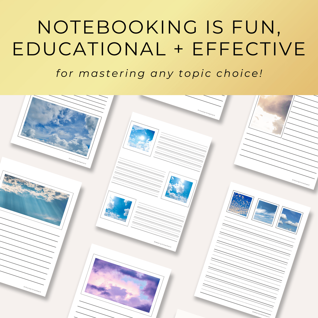 Clouds notebooking pages printables from Embracing Homeschool shop