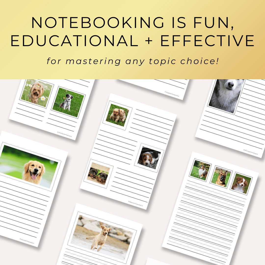 Dogs Notebooking Pages Printables for homeschoolers by Embracing Homeschool Shop