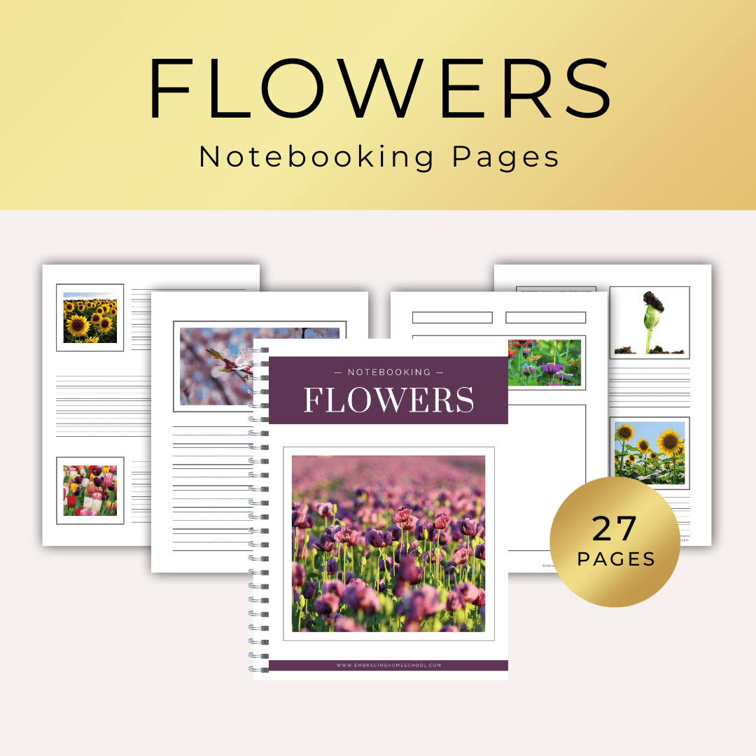 Flowers notebooking pages printables for homeschoolers from Embracing Homeschool Shop