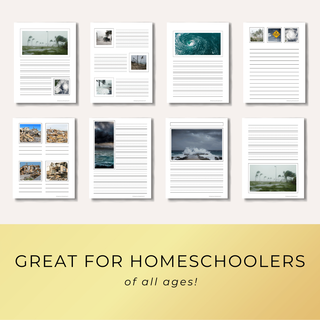 Hurricane Notebooking pages printables from Embracing Homeschool Shop