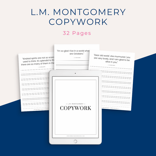 L.M. Montgomery Copywork Printables for homeschoolers by Embracing Homeschool Shop
