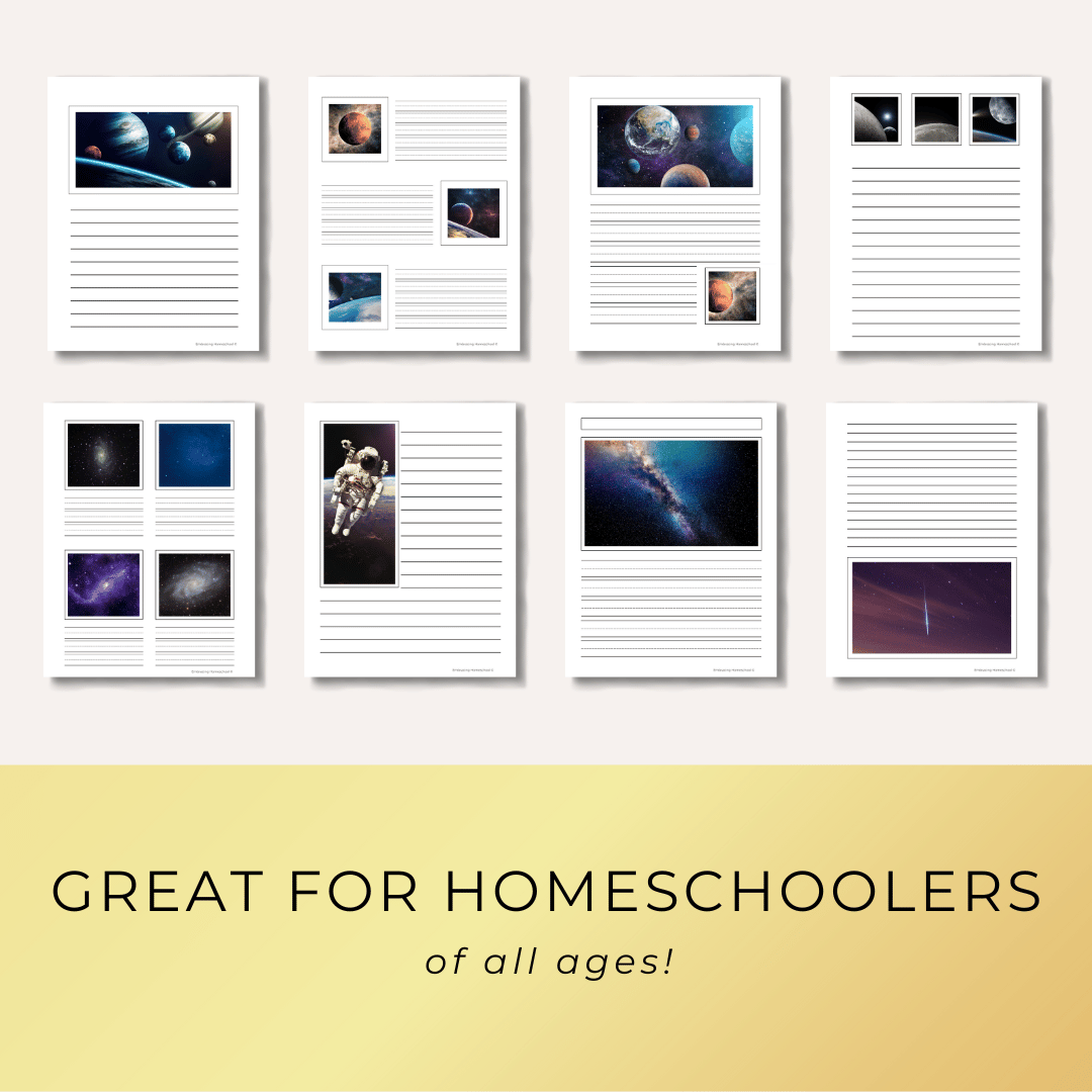 Outer Space Notebooking pages printables from Embracing Homeschool Shop
