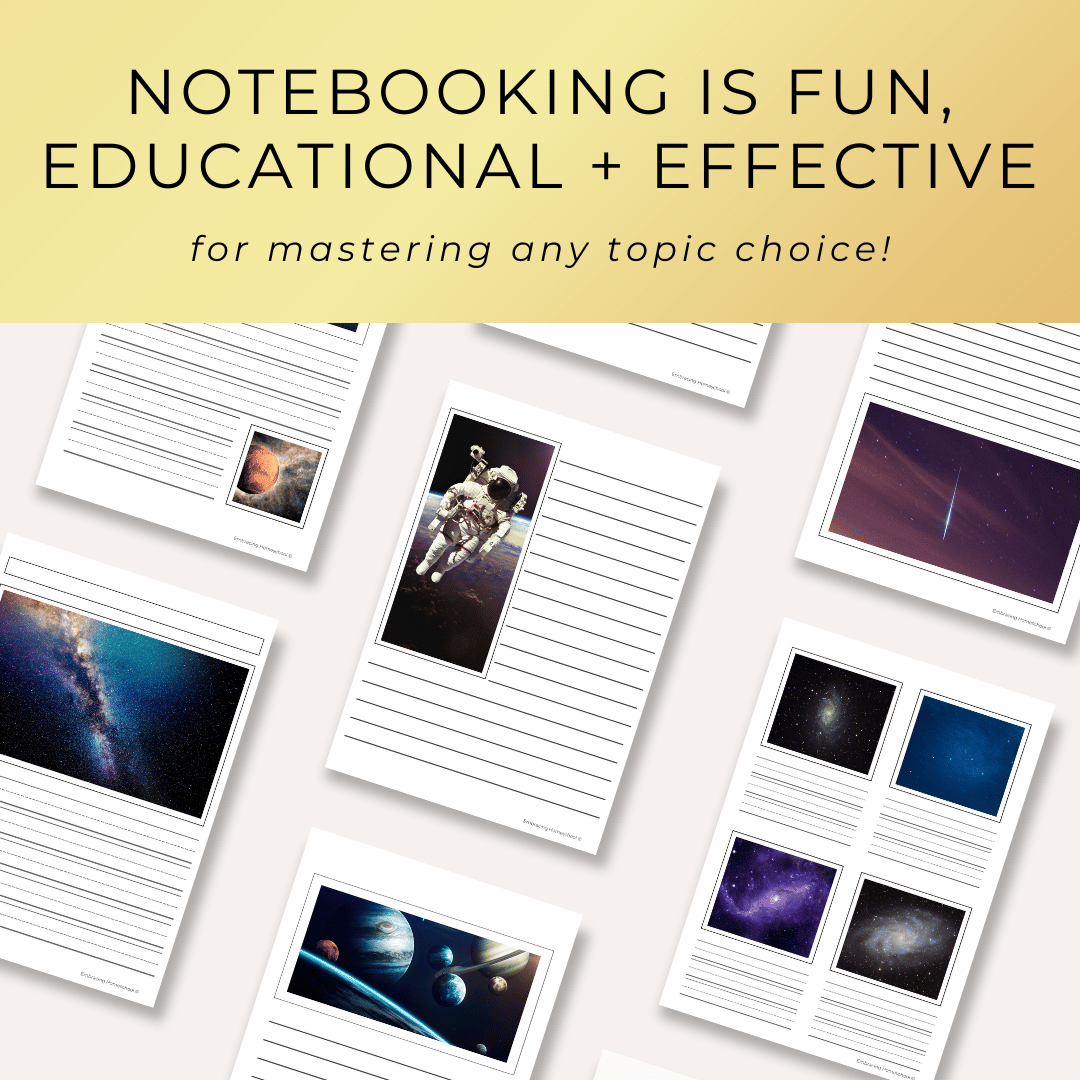 Outer Space Notebooking pages printables from Embracing Homeschool Shop