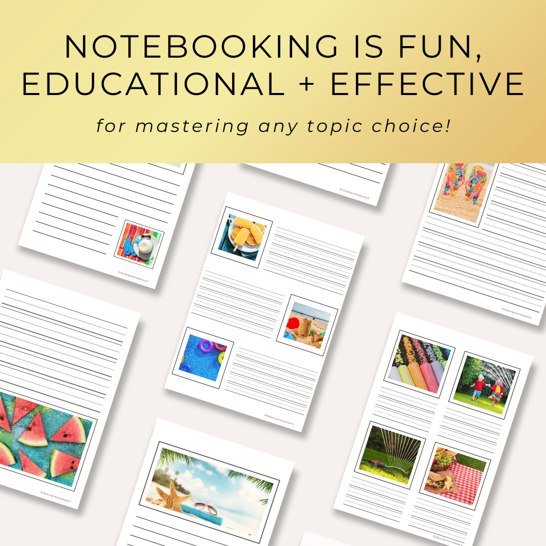 Summer Notebooking pages printables for homeschoolers from Embracing Homeschool Shop
