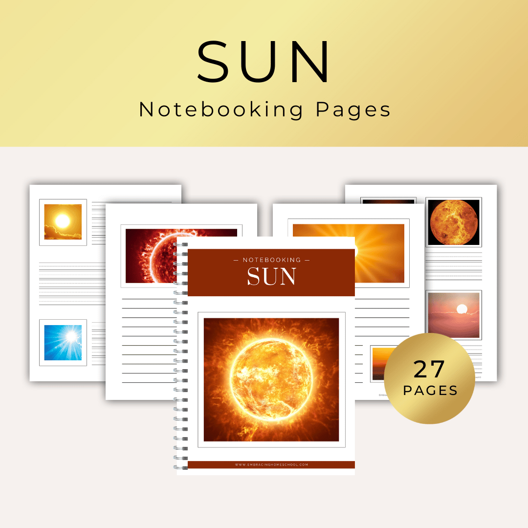 Sun Notebooking Pages printables by Embracing Homeschool Together