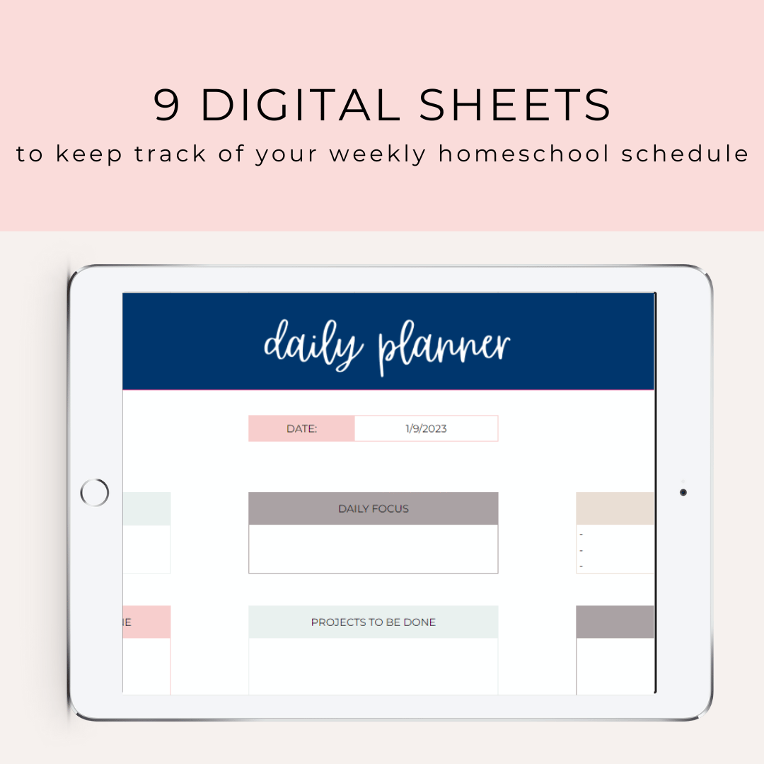 Planning your homeschool week is a great way to stay on track and make sure you accomplish all you'd like to do.   With this this Weekly Digital Homeschool Planner, you can write down all of your ideas and keep track of them in one place.  