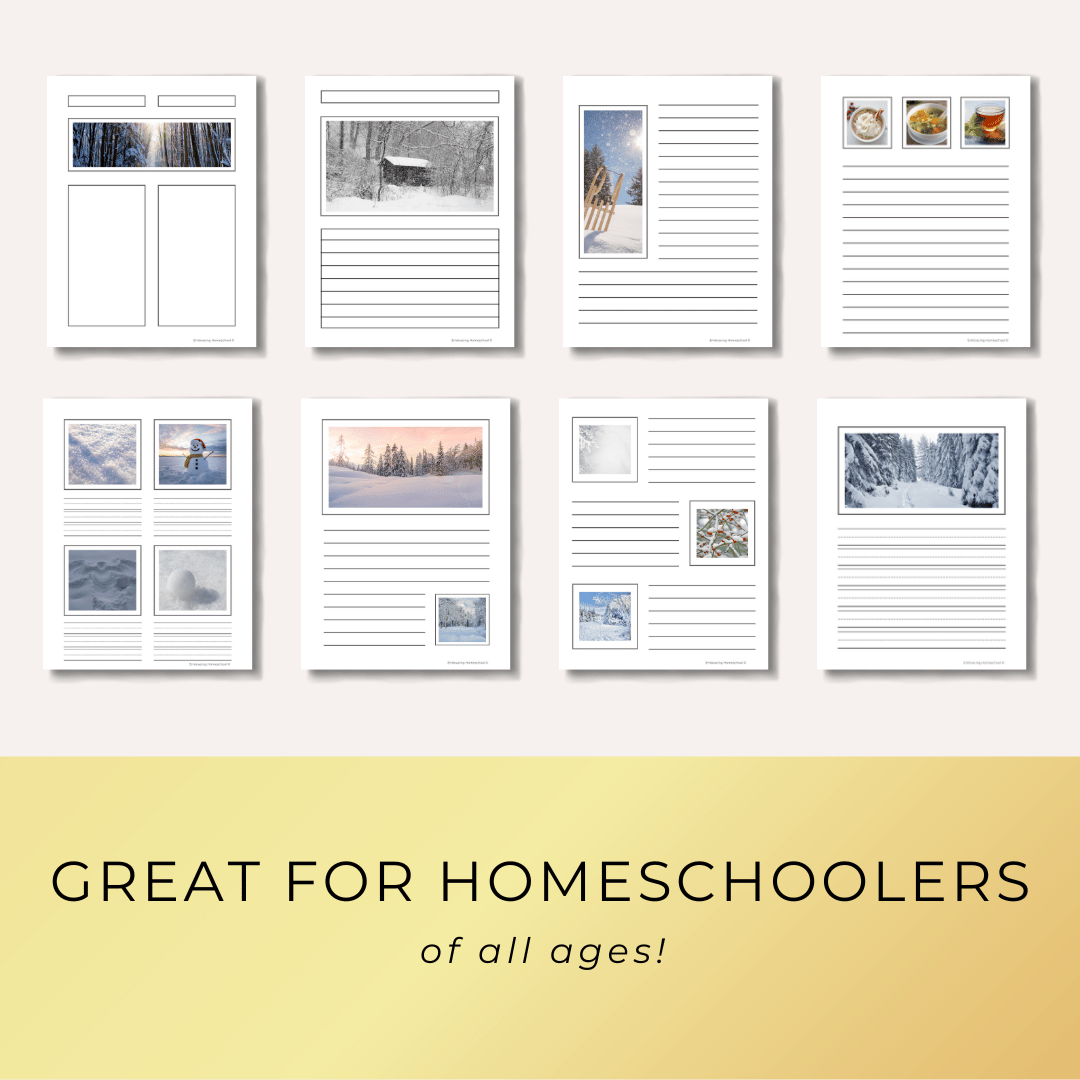 Winter season notebooking pages for homeschoolers from Embracing Homeschool Shop