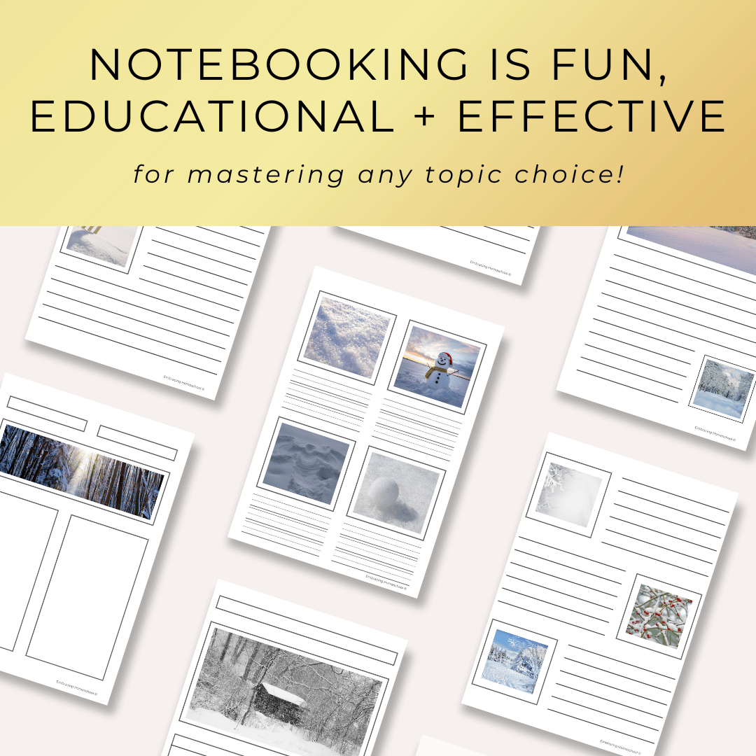 Winter season notebooking pages for homeschoolers from Embracing Homeschool Shop