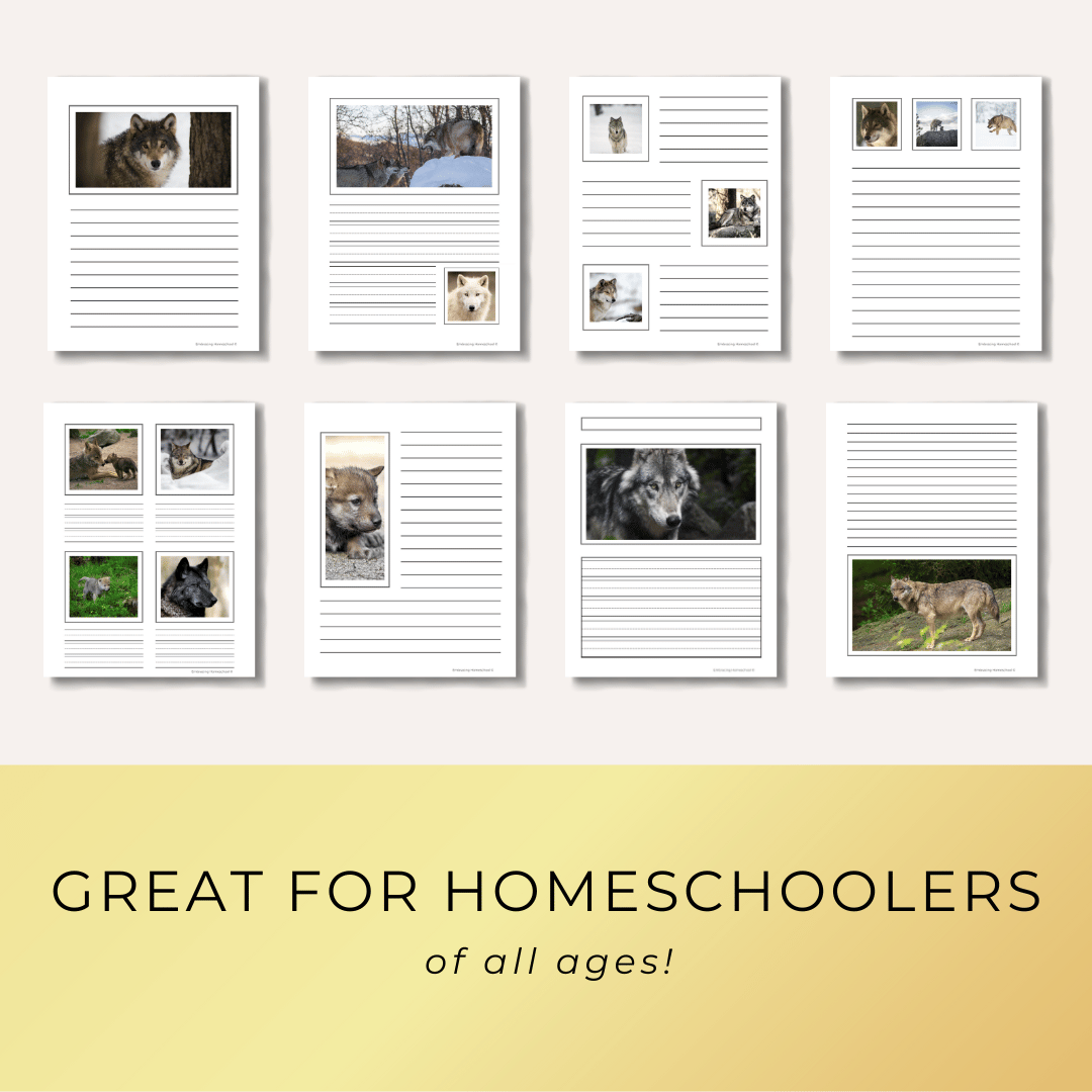 Wolves Notebooking Pages printables for homeschoolers by Embracing Homeschool Shop